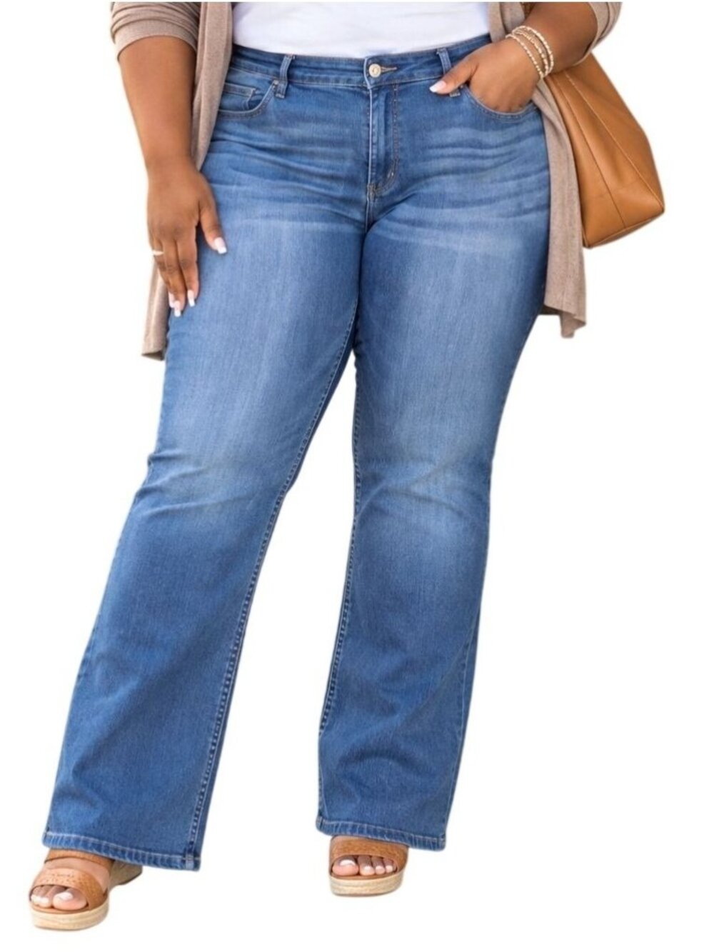 Lee Plus Size 24M Jeans Boot Cut Mid Rise Stretch Denim Flattering Fit Blue